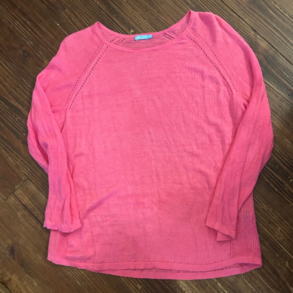 J. McLaughlin Pink Lt Weight Lg Sleeve Pullover Sweater Size M Feminine Classic
